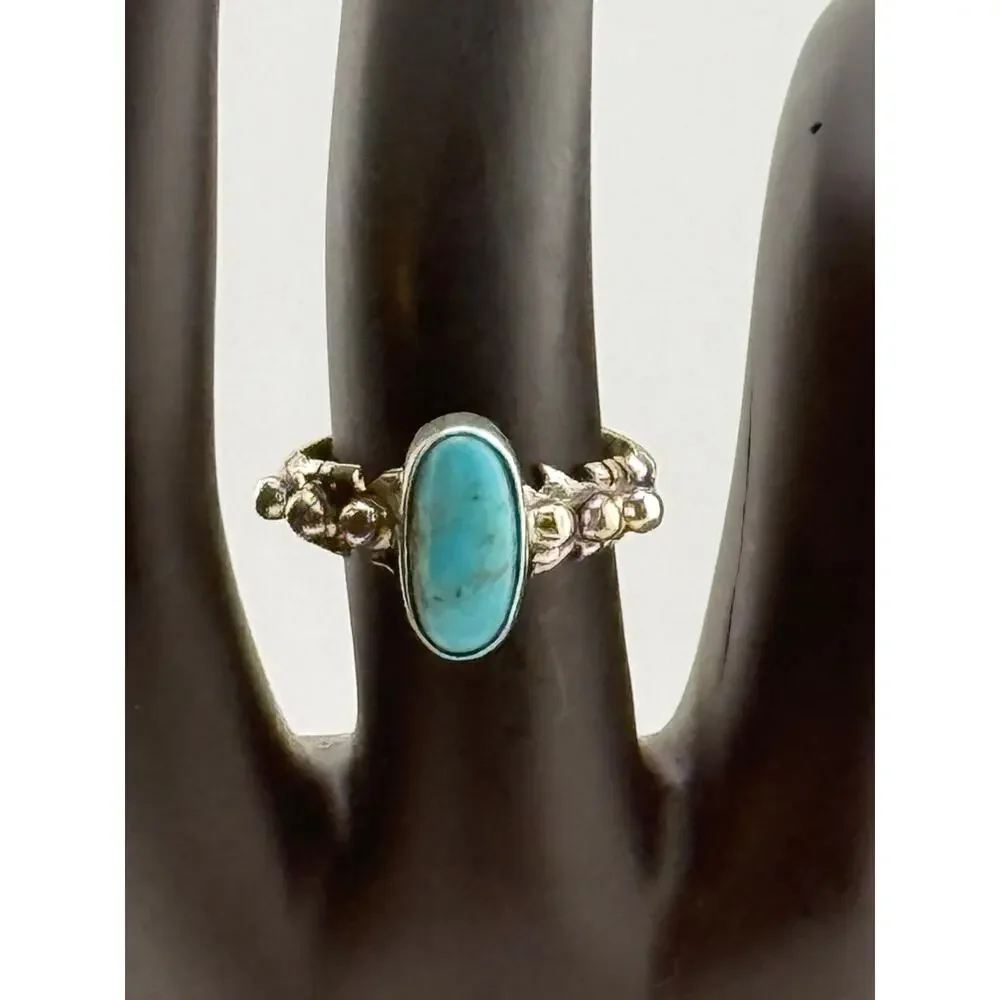 Navajo Andrew Vandever Turquoise Sterling Silver Ring Size 7